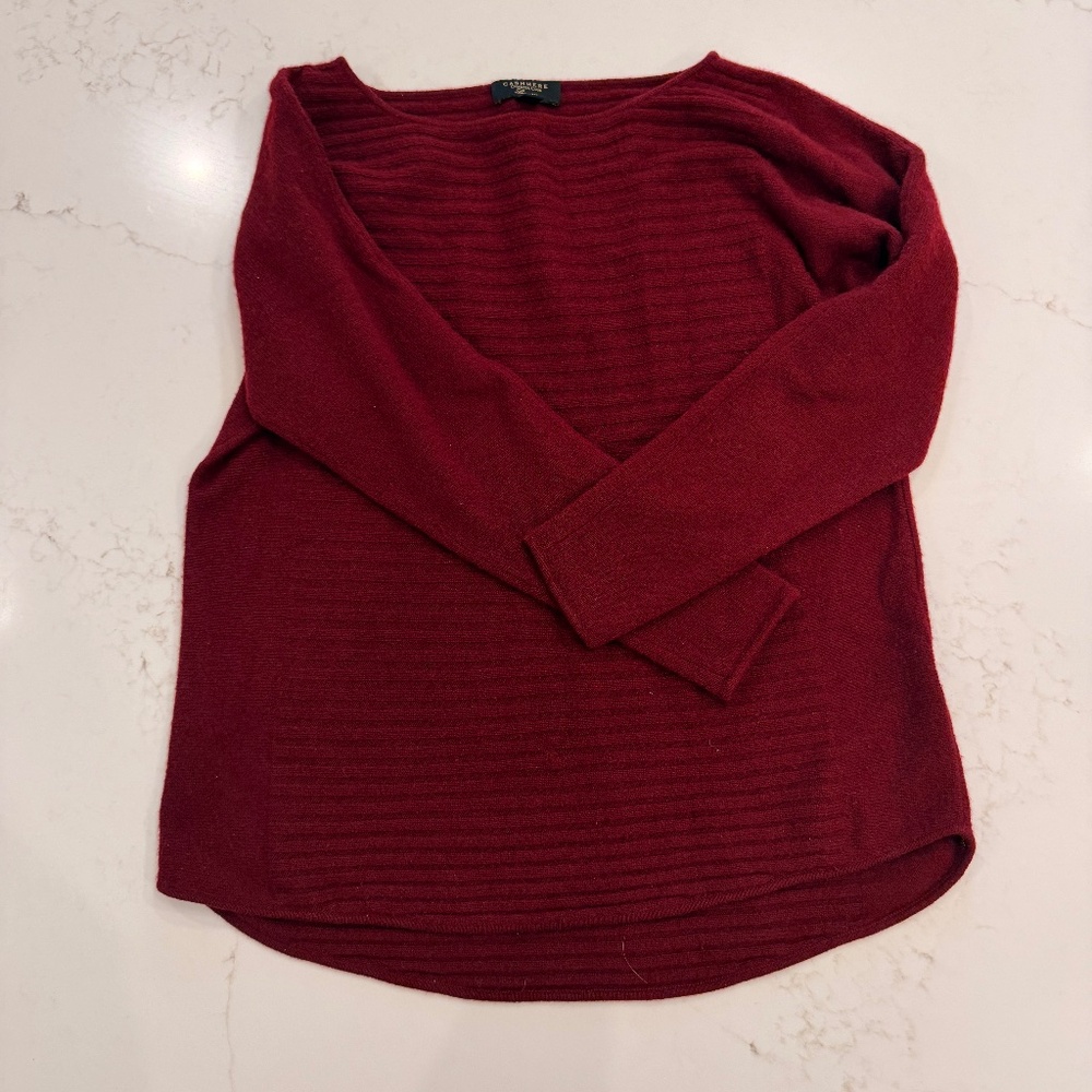 Charter Club Luxury Cashmere Women’s Red Ribbed Knit Sweater Long Sleeve